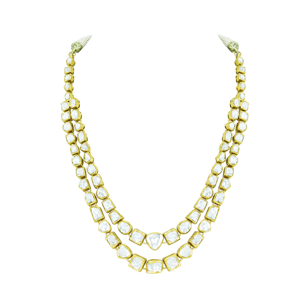 Twin-Line Necklace with Unshaped Polki Diamonds